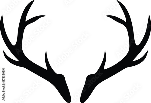 Antler Silhouette, Black Antler, Deer Horn, Animal Horn, Wildlife Icon, Transparent BG
