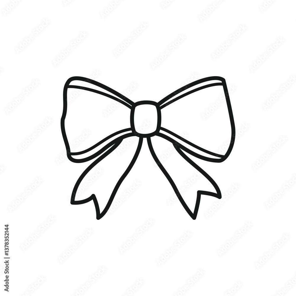 Decorative Bow Ribbon Design and Gift Element Hand Drawn Illustration Decorative Bow Ribbon Design and Gift Element Hand Drawn Illustration