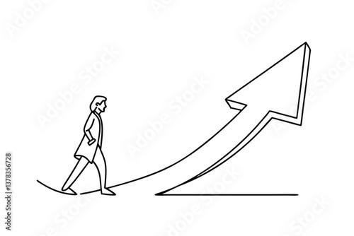 Businessperson Walking Upward Trending Growth Arrow Success Chart