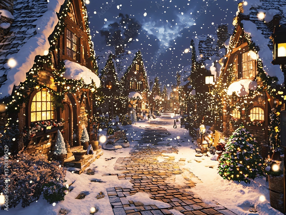 Fototapeta premium Snowy Christmas Village
