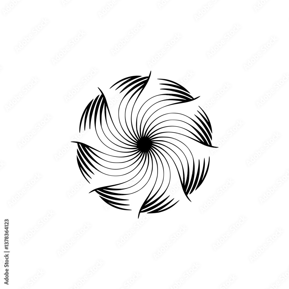 Fototapeta premium Abstract Black and White Spiral Design on Cream Background