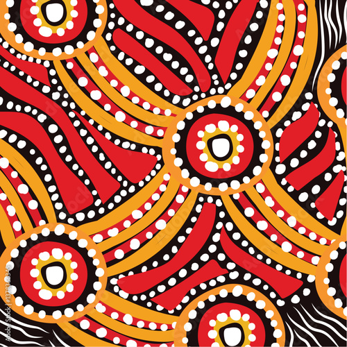 A vector-based creation showcasing a pattern influenced by Aboriginal dot paintings.