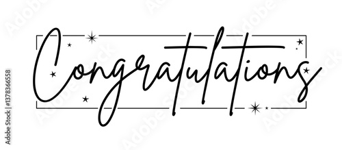 Congratulations handwritten text, vector congrats typographic sign.