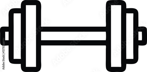 Bold Outline of Dumbbell Design with Transparent Background for Fitness Concepts