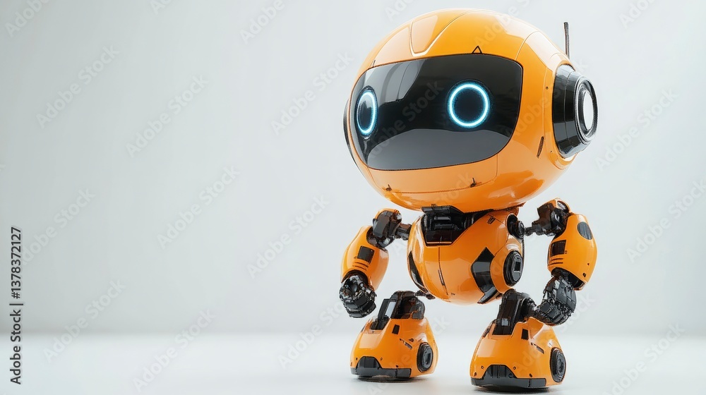 Cute Orange Robot, Friendly AI Character, Futuristic Technology Cute Orange Robot, Friendly AI Character, Futuristic Technology