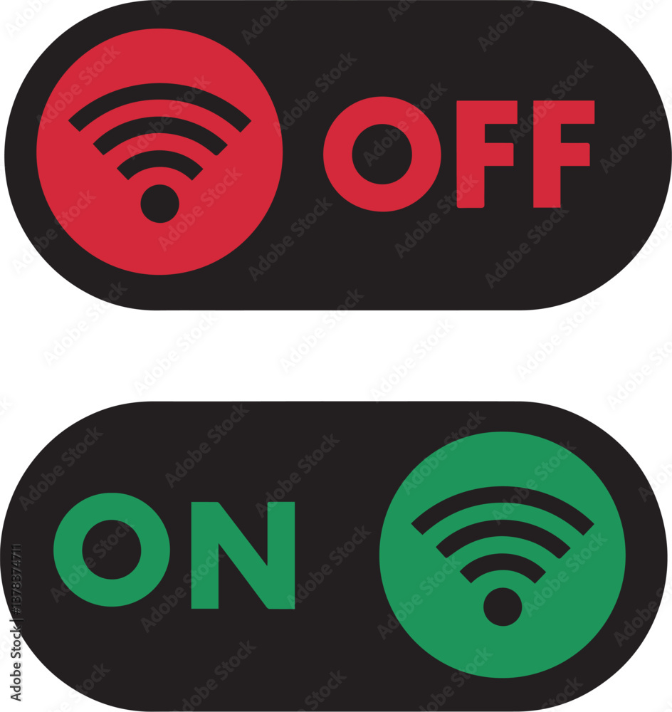 WiFi On and Off Icon Set Connectivity Status Indicators WiFi On and Off Icon Set Connectivity Status Indicators