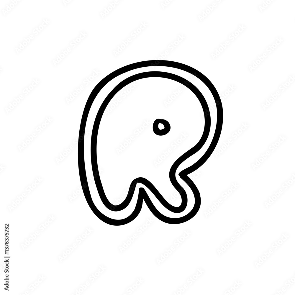 Stroke letter R of latin english language. Black font symbol in hand drawn doodle style. Vector illustration isolated on white background. For presentation, logo, branding, font, education. Stroke letter R of latin english language. Black font symbol in hand drawn doodle style. Vector illustration isolated on white background. For presentation, logo, branding, font, education.