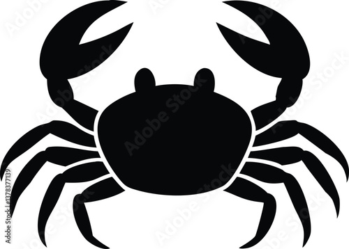 Crab Silhouette Design Isolated on Transparent Background with Claws and Legs
