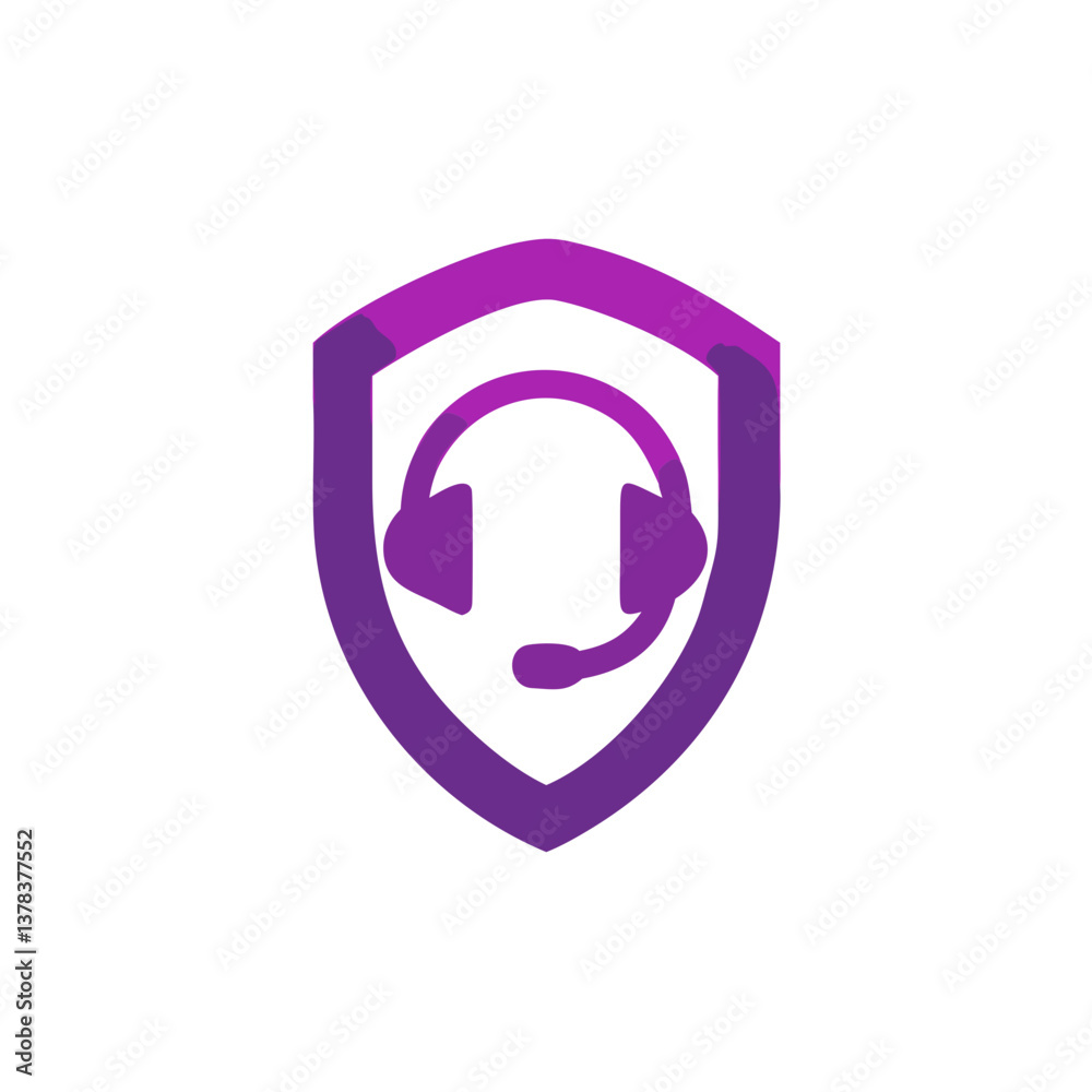 an illustration of headset within a shield, symbolizing protection and support an illustration of headset within a shield, symbolizing protection and support