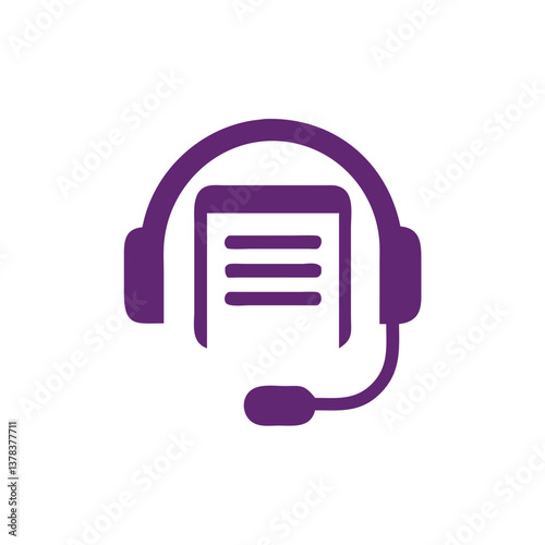an icon of a headset and document