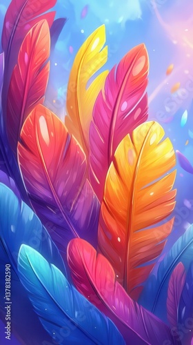 colorful feathers background
