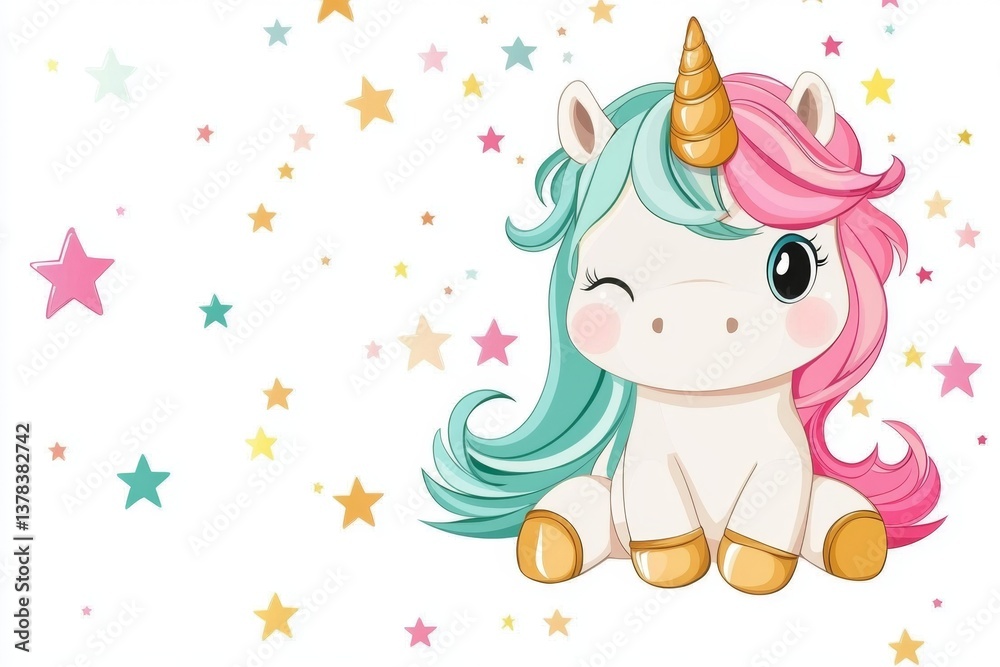 Naklejka premium A delightful representation of a magical creature in a playful scene.