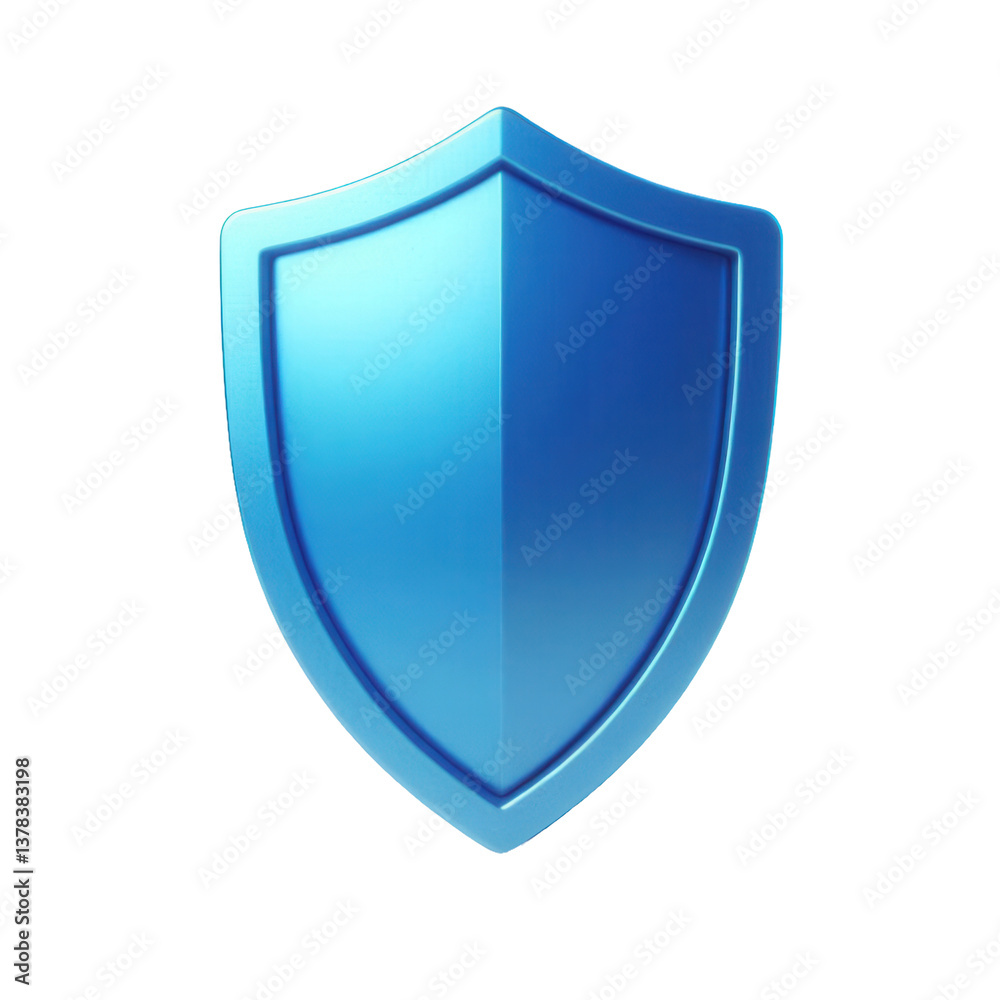 A light blue, three-dimensional shield icon. transparent background A light blue, three-dimensional shield icon. transparent background