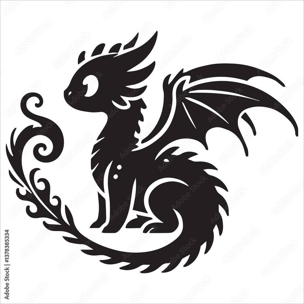 Adorable Baby Dragon with Rounded Body and Tiny Wings Adorable Baby Dragon with Rounded Body and Tiny Wings
