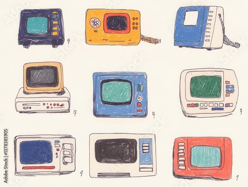 set of retro tv