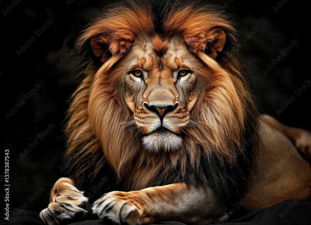 Fototapeta premium Powerful feline captured in a dramatic setting.