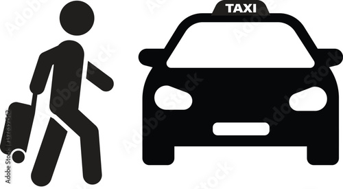 Taxi icon. Customer pick up. Travelling by car. Road trip. Vector icon isolated on white background