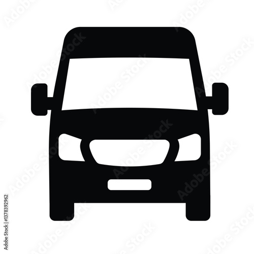 Van front view icon isolated on white background