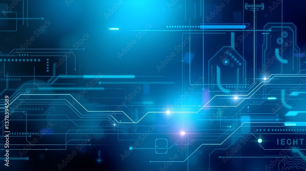 Advanced Technological Interface with Glowing Circuit Paths and Connection Nodes in Deep Blue Advanced Technological Interface with Glowing Circuit Paths and Connection Nodes in Deep Blue