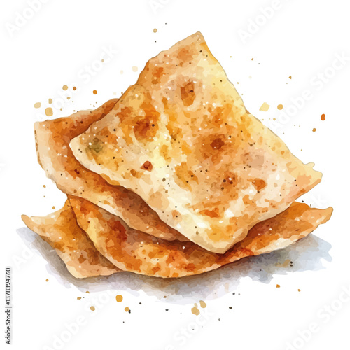 A watercolor vector painting of Kottu Roti, isolated on a white background.

