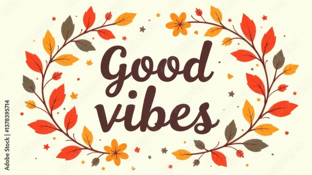 Obraz premium Autumn leaves and floral wreath around 