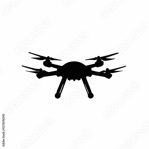 AI drone silhouette against white background, technology concept