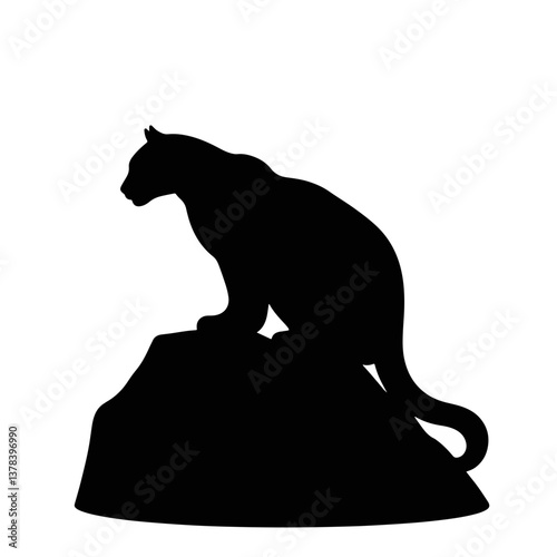 Elegant silhouette of a snow leopard on rock, animal grace