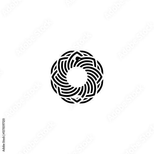 Abstract Geometric Circle Design, Black and White, Modern Minimalist