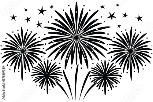 Firework on White Background Vector Illustration.