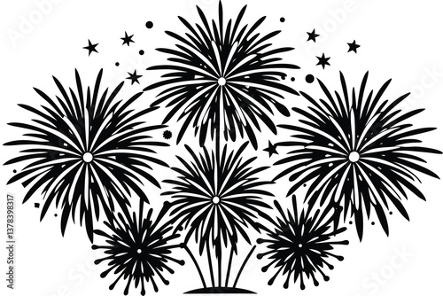 Firework on White Background Vector Illustration.