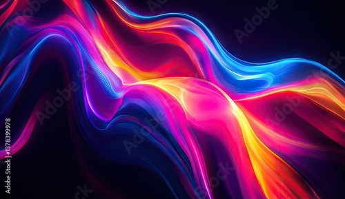 Wallpaper Mural Abstract vibrant flowing lines of neon color Torontodigital.ca