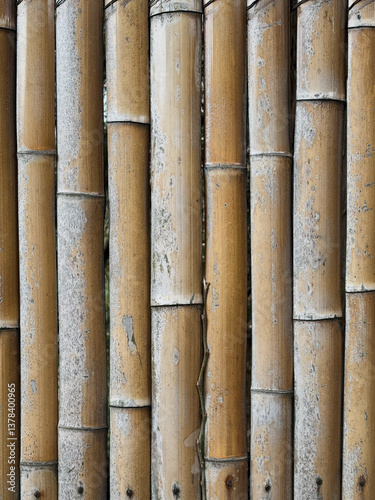 Obraz na płótnie Weathered Bamboo Fence with Natural Texture w salonie
