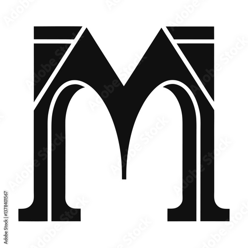black abstract letter M icon with arch shaped