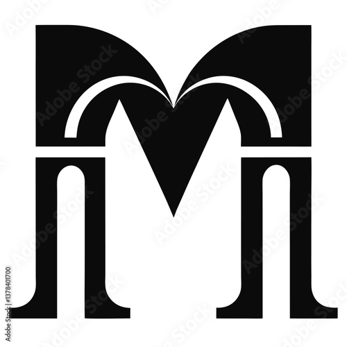 black abstract letter M icon with arch shaped