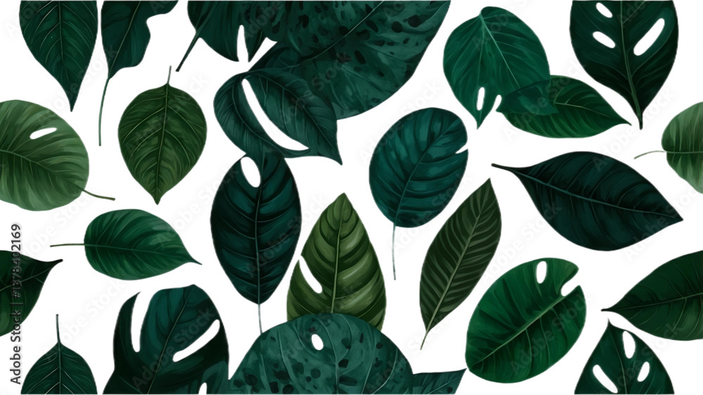 A collection of small rose leaf twigs with five leaves against a flat background. A collection of small rose leaf twigs with five leaves against a flat background.