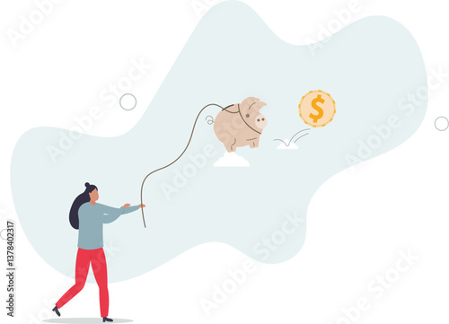 Best investment, money working for you or mutual fund return, savings or wealth management, searching for yield concept.flat character life .