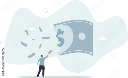 Lose money investment in financial crisis, profit and loss in business or deflation and inflation concept.flat character life .