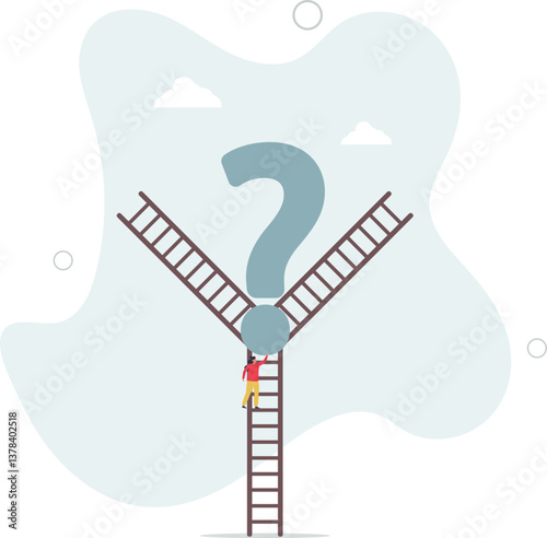 Decision making, choosing choices, options or way, which direction to be success or decide path to achieve target concept.flat character life .