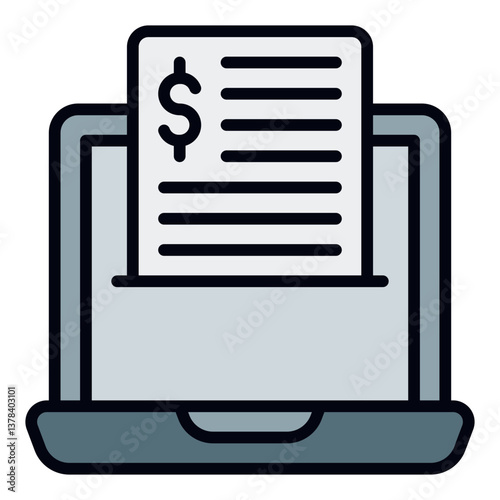 Paperless Statements Icon. Online financial record symbol. Digital banking and eco-friendly finance - stock vector