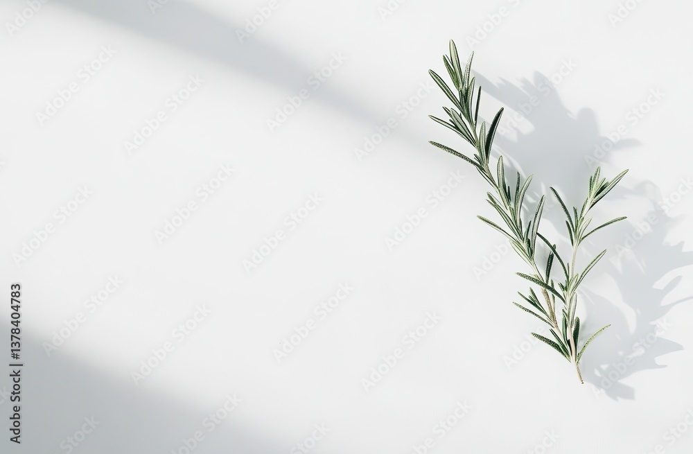 Fresh rosemary sprigs on a white background. Soft shadows enhance the sprigs Fresh rosemary sprigs on a white background. Soft shadows enhance the sprigs
