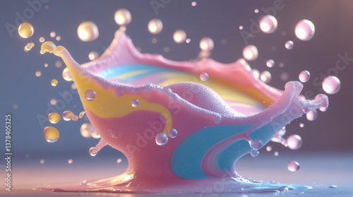 Vibrant 3D Smoothie Splash Frozen in Motion