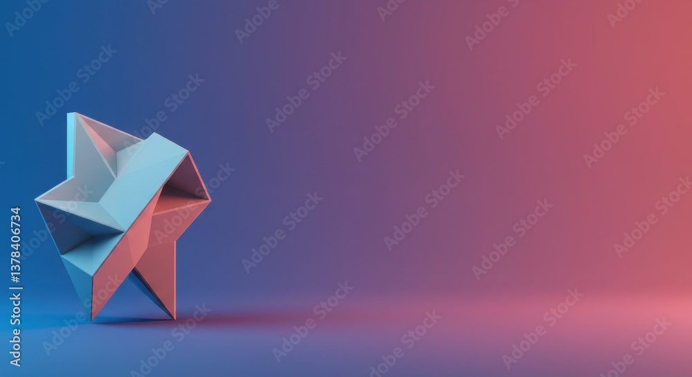 Abstract 3D Geometric Star Shape on Gradient Background Modern Digital Art Abstract 3D Geometric Star Shape on Gradient Background Modern Digital Art