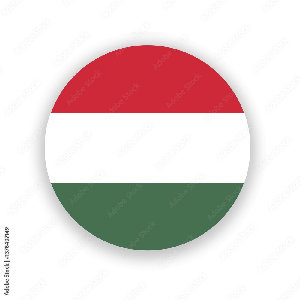 Hungary national flag in circle shape isolated on white. Illustration Hungary national flag in circle shape isolated on white. Illustration