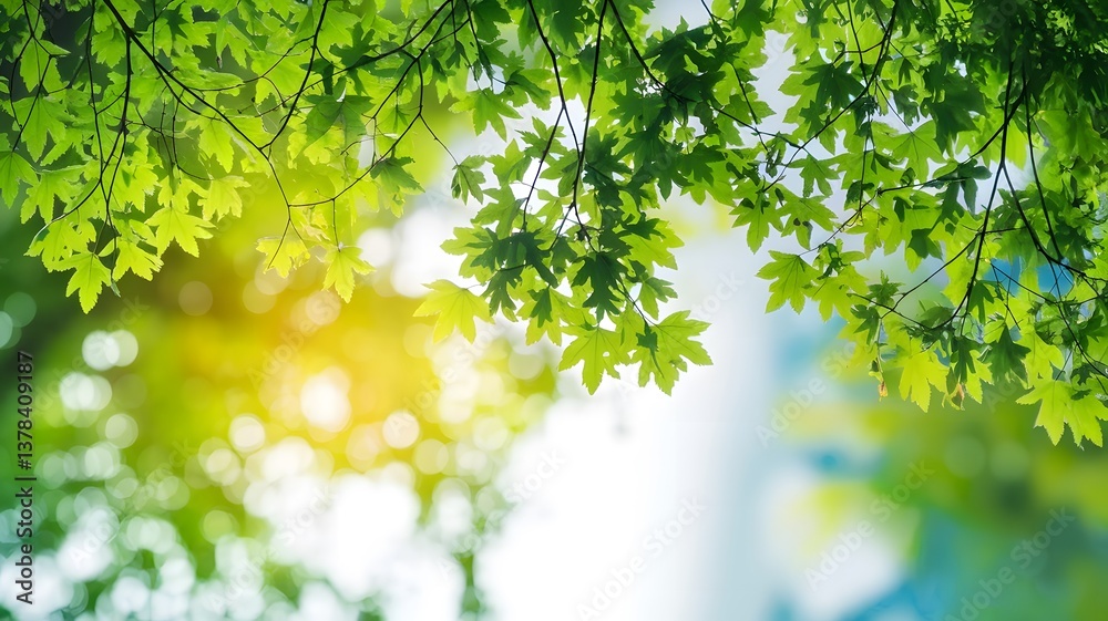 Obraz premium Green Leaves with Morning Light