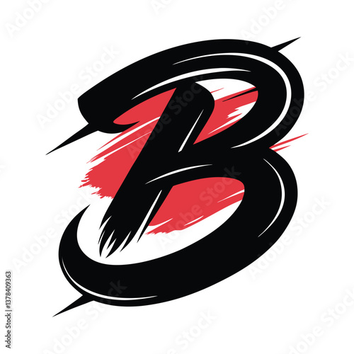 letter b brush stroke typography vector