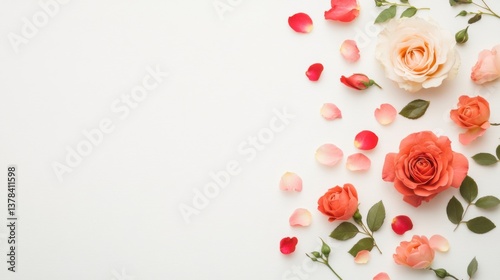 Wallpaper Mural Fresh floral arrangement with roses and petals minimalist style indoor setting aesthetic beauty for home decor Torontodigital.ca