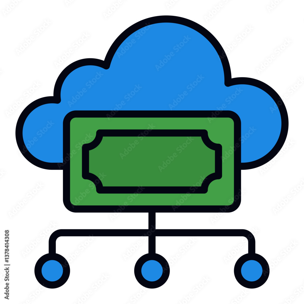 Cloud-Based Financial Icon. Online banking symbol. Digital finance and secure transactions - stock vector Cloud-Based Financial Icon. Online banking symbol. Digital finance and secure transactions - stock vector