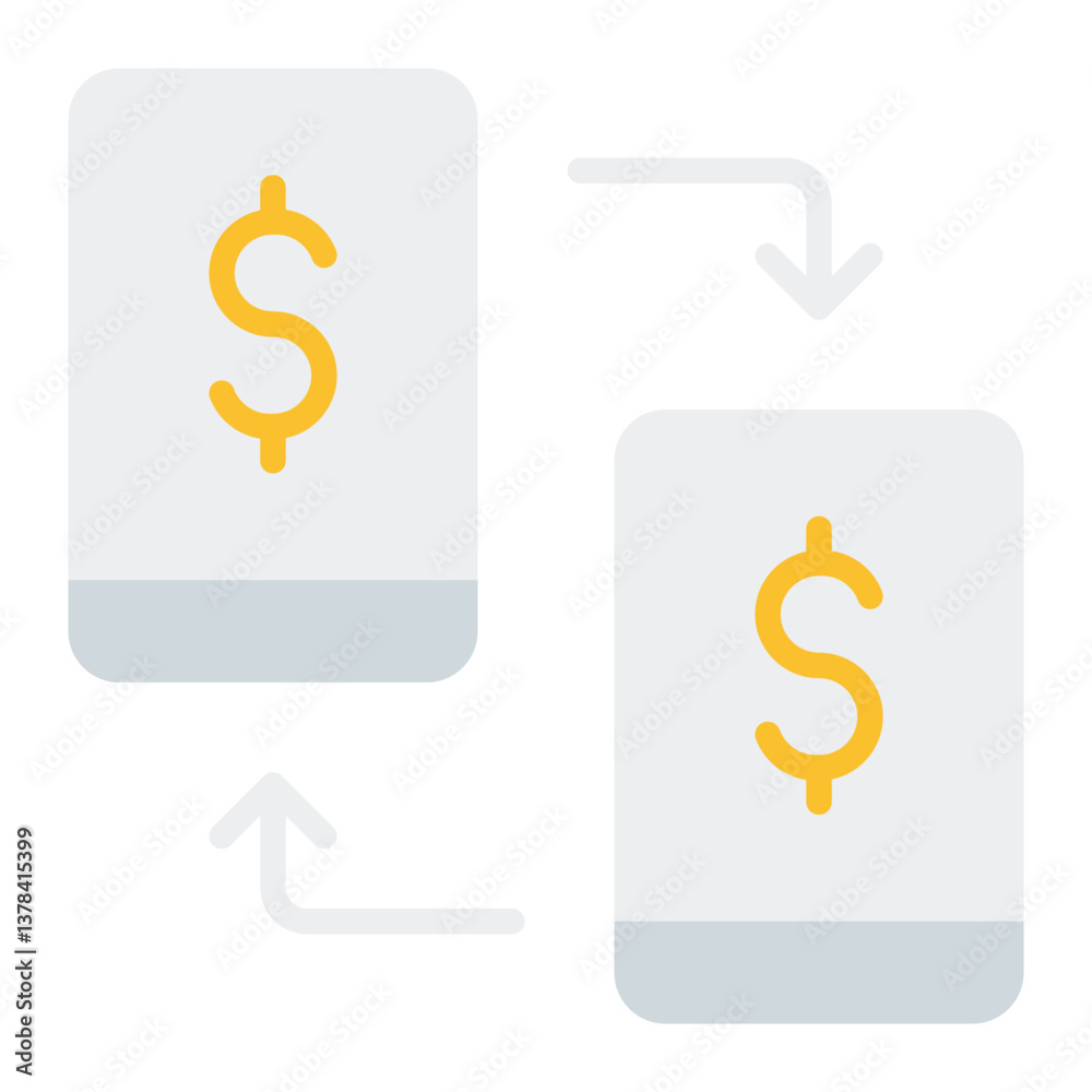 Mobile Money Transfer Icon. Fast digital transaction symbol. Secure banking and fintech innovation - stock vector Mobile Money Transfer Icon. Fast digital transaction symbol. Secure banking and fintech innovation - stock vector