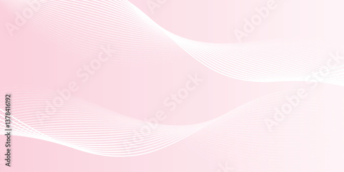 pink gradient abstract background with modern white wavy lines vector design