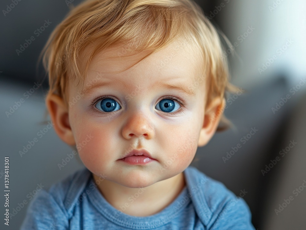 Pure Innocence: A close-up of a baby's face, captured with perfect clarity, the image radiates purity and wonder. The baby gazes directly at the viewer, inviting a moment of connection. Pure Innocence: A close-up of a baby's face, captured with perfect clarity, the image radiates purity and wonder. The baby gazes directly at the viewer, inviting a moment of connection.